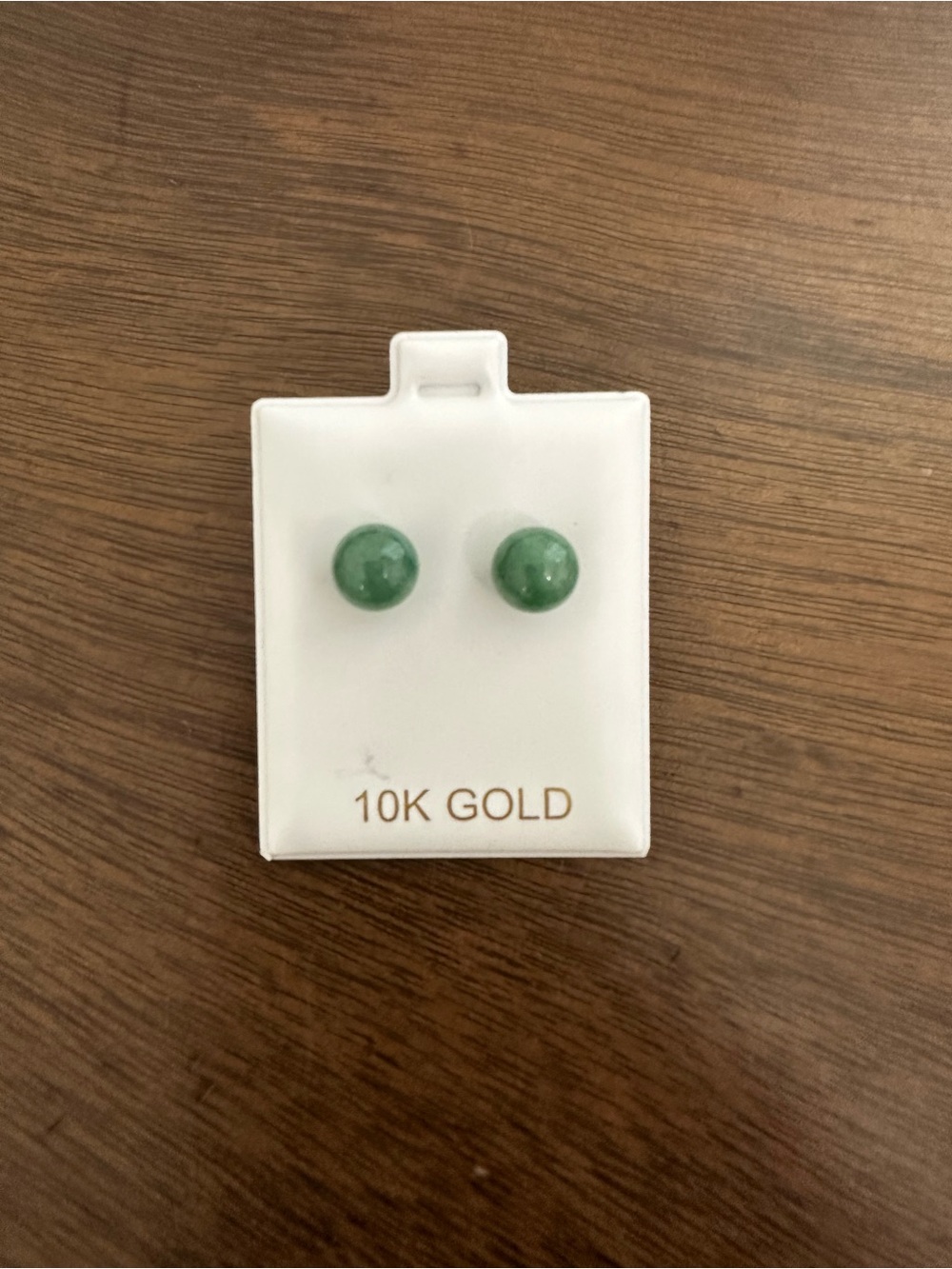10K Gold Green Gemstone Ball Stud Earrings